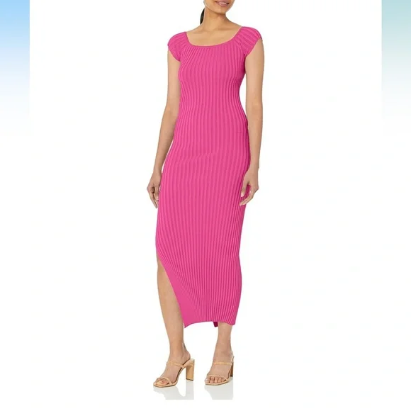 NWT ASTR The Label Loriana Dress Size XL Pink Ribbed Bodycon Off the Shoulder - Picture 2 of 16